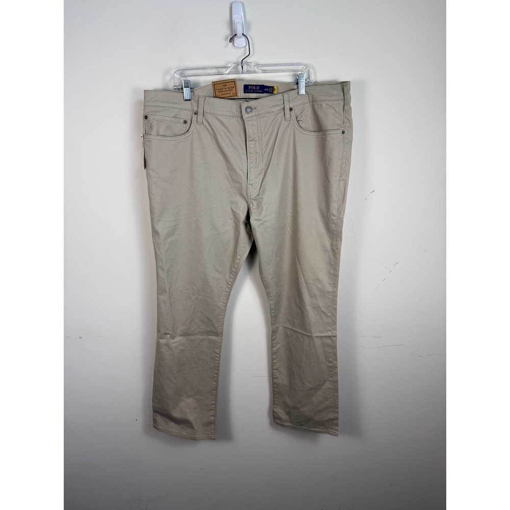 Polo Ralph Lauren Varick Slim Straight Stretch Khaki Pants Mens 40x30 Tan New